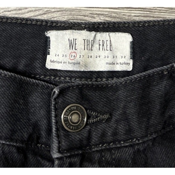 Free People We The Free Maggie MidRise Straight Raw Hem Black Jean SZ 26 (30x27) - Picture 3 of 12